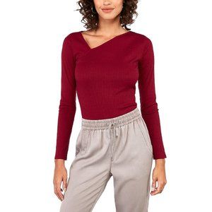 Express ribbed knit asymmetric top NWOT